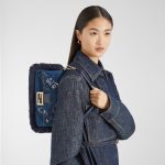 FENDI Baguette® Blue flocked denim bag with Night Butterfly embroidery - Image 6